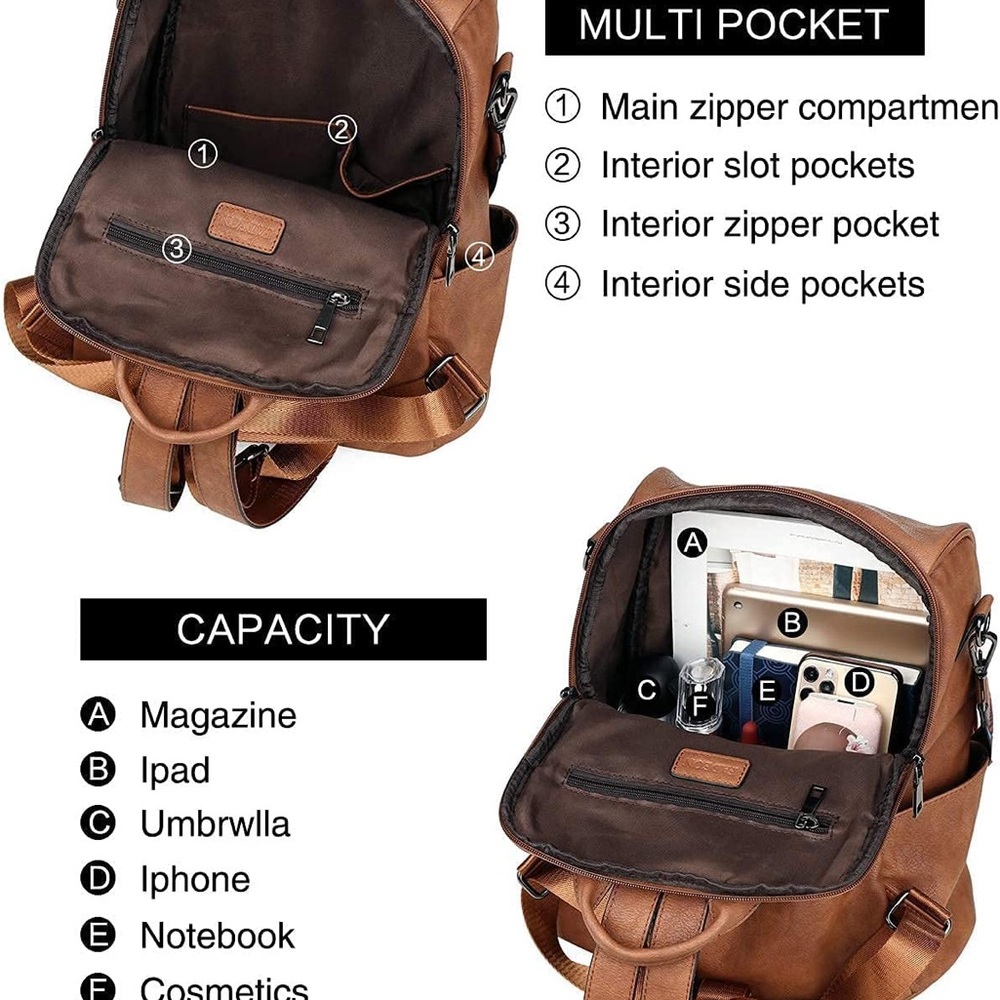 Women Backpack Purse PU Leather Casual Shoulder Bag Fashion Ladies Satchel